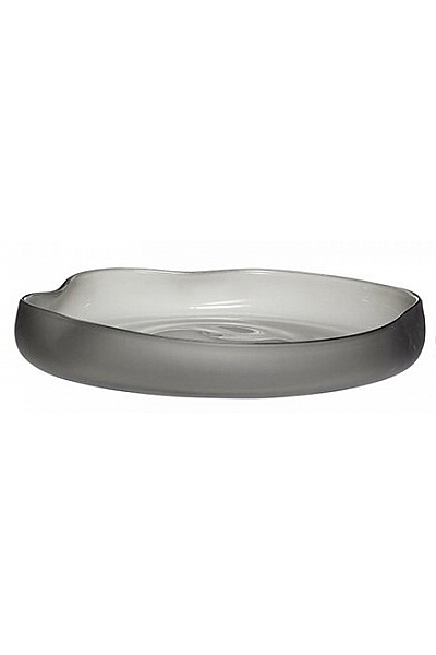 Kulatý Podnos Hübsch Tray Kouřové Sklo 23cm