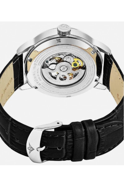 Pánské hodinky Stuhrling Original 3133 2 výkonné automatické skeleton černá kůže