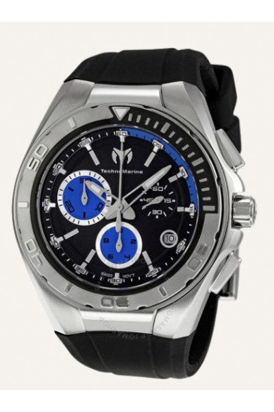 Pánské hodinky Technomarine Steel Regular černé a modré s chronografem