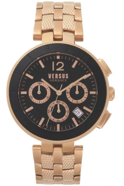 Pánské elegantní hodinky Chrono Quartz Black z nerezové oceli VSP762618