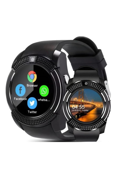 Retoo Chytré hodinky V8 SIM, SD, iOS Android, černá