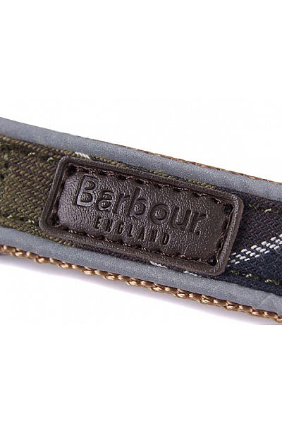 Vodítko pro psa Barbour Premium Leather v olivově tartanové barvě