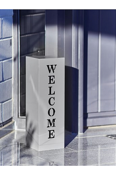 Amare Dekorativní sloupek Welcome, tmavě šedá, 16 x 16 x 50 cm