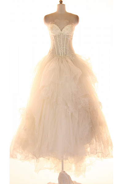 Svatební Dlouhé Princeznovské Tylové Korzetové šaty S Flitry Vel. IT 44