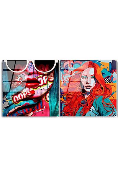 Dekorativní obraz z tvrzeného skla Wallity (2 kusy) UV-858 - 50 x 50