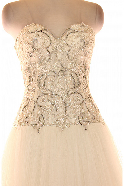 Svatební dlouhé tylové šaty s korzetem a flitry Vel. 42 | Unimoda | obrázek 4