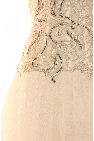 Svatební dlouhé tylové šaty s korzetem a flitry Vel. 42 | Unimoda | obrázek 6