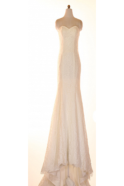 Weise Bílé Krajkové Svatební šaty Bez Rukávů Mořská Panna Dlouhé Elegantní Velikost 36