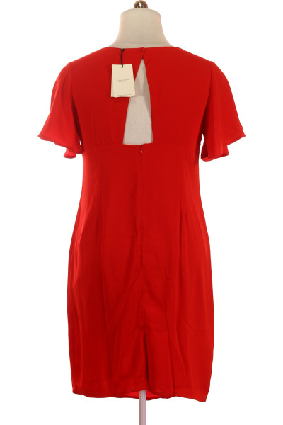 Červené Společenské šaty s Krátkým Rukávem