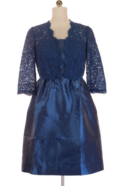 Modré Společenské šaty S Krátkým Rukávem Luisa Spagnoli Vel. 44