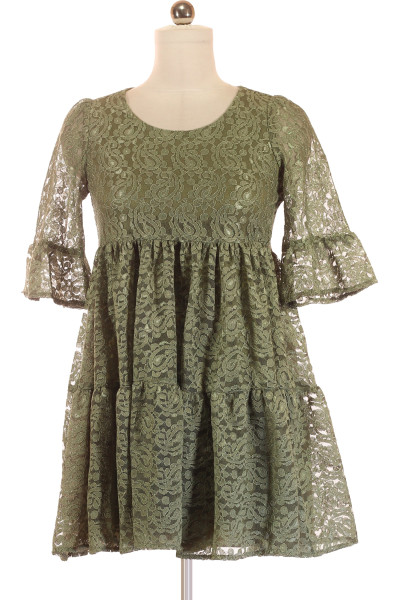 Zelené Společenské šaty S Krátkým Rukávem Vel. M
