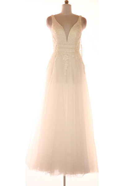 Bílé Svatební šaty Šaty Bez Rukávů Luxuar Limited Vel. 38