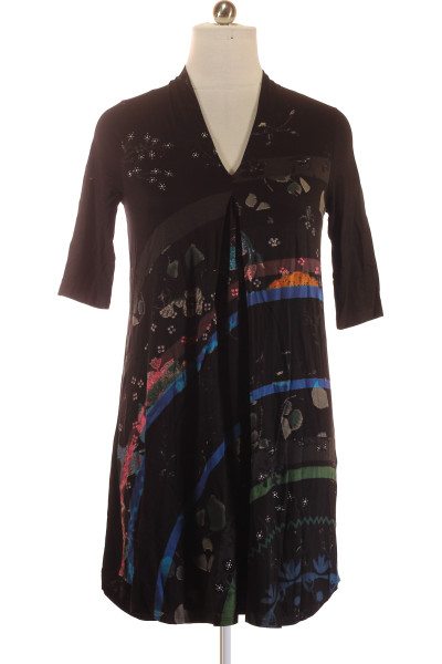 Černé Letní šaty S Krátkým Rukávem DESIGUAL Vel. XL