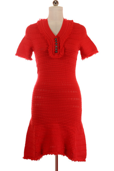 Červené šaty S Krátkým Rukávem Pletené Outlet