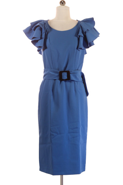 Modré Společenské šaty S Krátkým Rukávem ICIAR & CANDELA Vel. 38