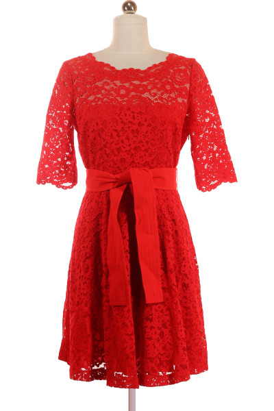 Červené Společenské šaty S Krátkým Rukávem Vel. 40