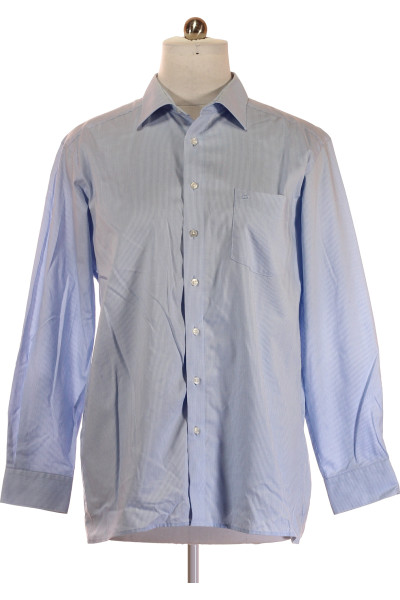 Modrá Vzorovaná Pánská Košile S Dlouhým Rukávem Vel.  46