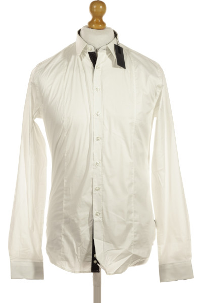Bílá Pánská Košile S Dlouhým Rukávem Jednobarevná IZAC Outlet