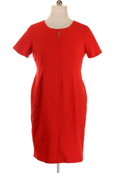 Červené Pouzdrové šaty S Krátkým Rukávem Second Hand Vel. 46