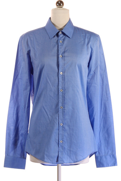 Modrá Vzorovaná Pánská Košile S Dlouhým Rukávem Vel. 38