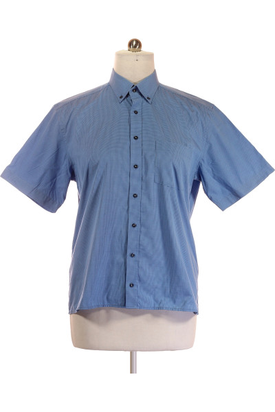 Modrá Vzorovaná Pánská Košile S Krátkým Rukávem Vel. 43