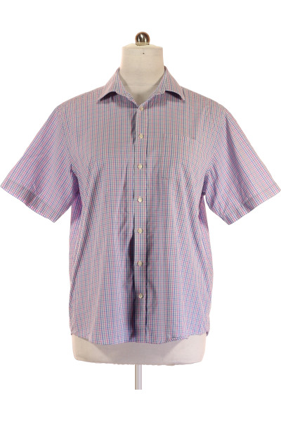 Barevná Vzorovaná Pánská Košile S Krátkým Rukávem Marks & Spencer Second Hand Vel. 44-45