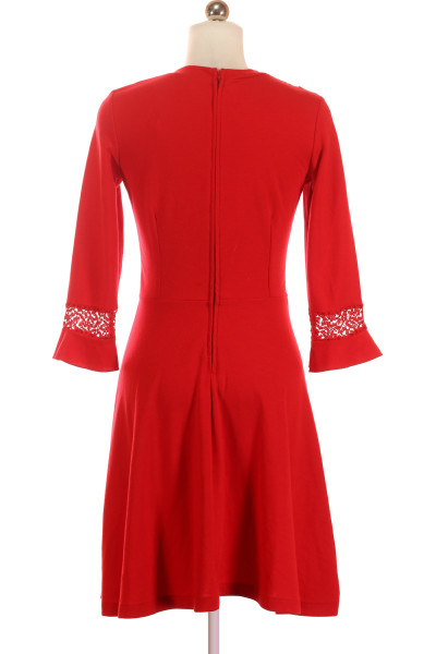 Červené Šaty s Dlouhým Rukávem Pletené Orsay Vel. 36
