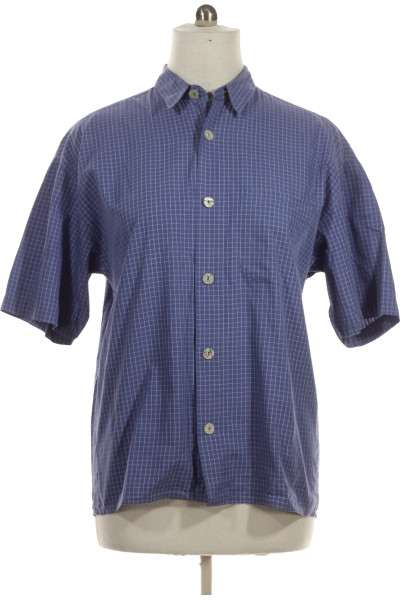 Modrá Vzorovaná Pánská Košile S Krátkým Rukávem