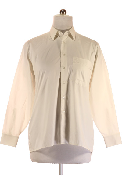 Bílá Pánská Košile S Dlouhým Rukávem Jednobarevná OLYMP Second Hand Vel. 39