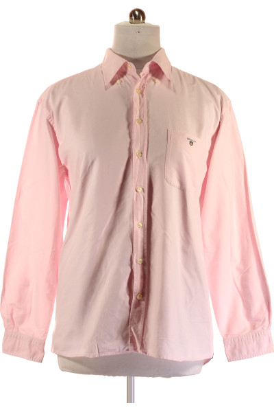 Růžová Pánská Košile S Dlouhým Rukávem Jednobarevná GANT Second Hand Vel. XL