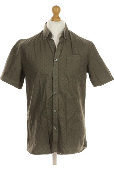 Zelená Vzorovaná Pánská Košile S Krátkým Rukávem Vel. M