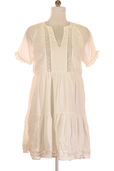 Bílé Letní šaty S Krátkým Rukávem PIMKIE Outlet Vel.  M
