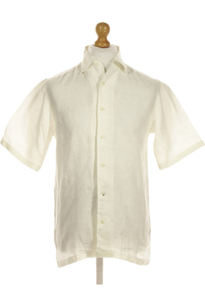 Lněná Vzorovaná Pánská Košile S Krátkým Rukávem Vel. M