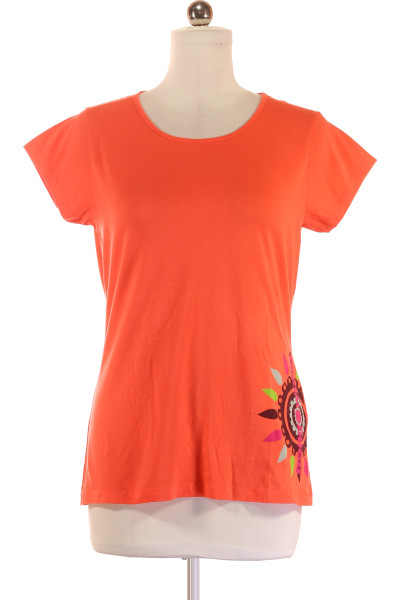 Oranžové Jednoduché Dámské Tričko S Krátkým Rukávem Vel. XL