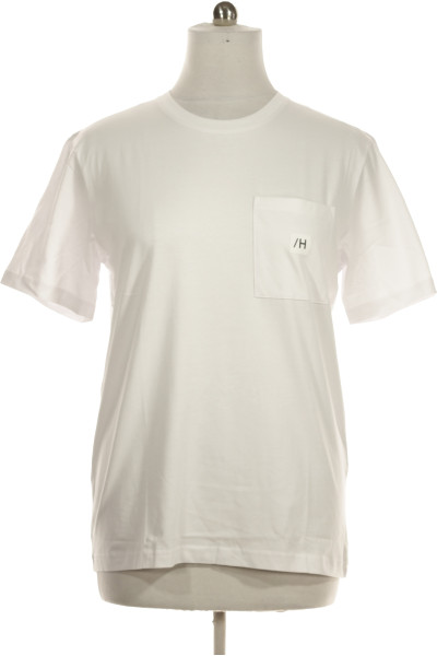 Bílé Jednoduché Pánské Tričko S Krátkým Rukávem SELECTED