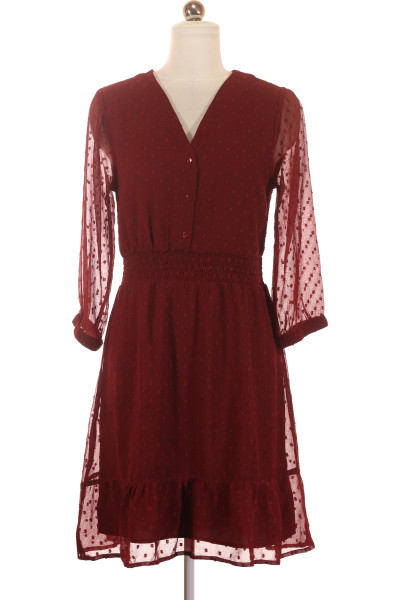 Červené Letní šaty S Krátkým Rukávem Outlet Vel.  36