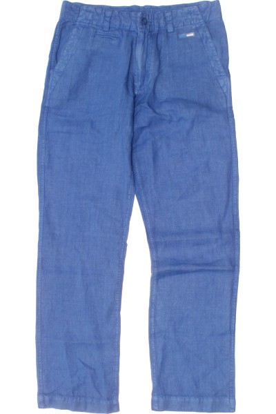 Modré Lněné Dámské Kalhoty Letní Outlet Vel. 42