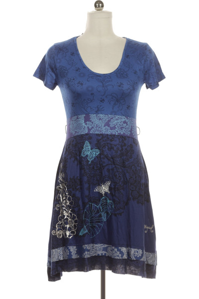 Modré Letní šaty S Krátkým Rukávem DESIGUAL Outlet Vel. L