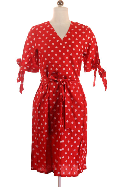 Červené Letní šaty S Krátkým Rukávem Outlet Vel. M