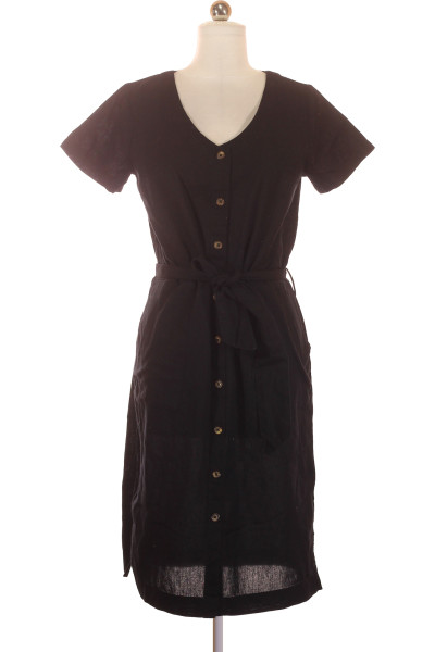 Černé Košilové šaty S Krátkým Rukávem Kaffe Vel.  36