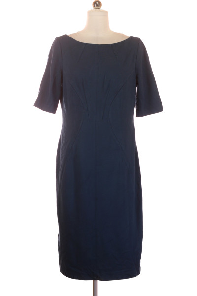 Modré Pouzdrové šaty S Krátkým Rukávem Second Hand Vel. 40