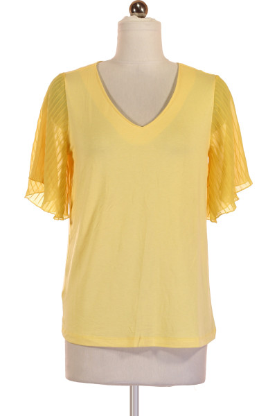 Žluté Jednoduché Dámské Tričko S Krátkým Rukávem Vel.  36