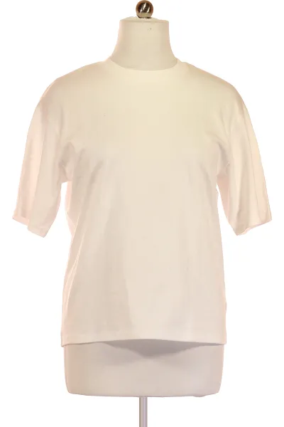 Bílé Jednoduché Pánské Tričko S Krátkým Rukávem Vel.  M
