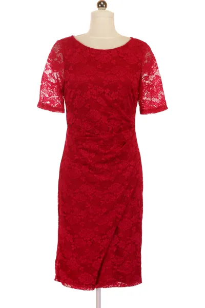 červené Společenské šaty S Krátkým Rukávem Vel.  36