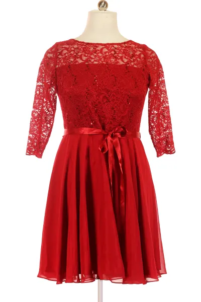 červené Společenské šaty S Krátkým Rukávem