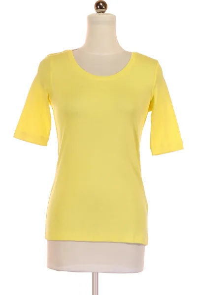 žluté Jednoduché Dámské Tričko S Dlouhým Rukávem Vel. 36