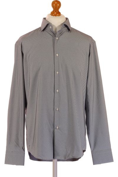 Modrá Vzorovaná Pánská Košile s Dlouhým Rukávem Vel. 42 L | Outlet