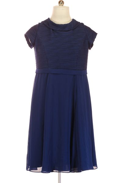 Modré Společenské šaty S Krátkým Rukávem Vel.  50