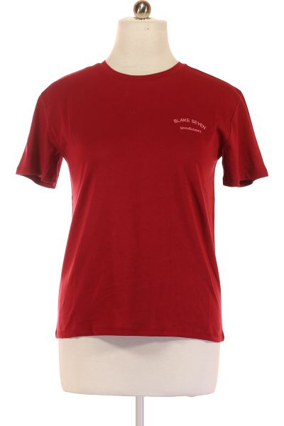 červené Jednoduché Dámské Tričko S Krátkým Rukávem