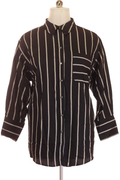 černobílá Vzorovaná Košile S Dlouhým Rukávem Vel.  44